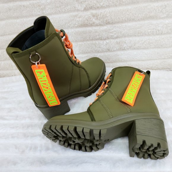 Cape Robbin Stellar Water Resistant Ankle Boots Olive Drab Green - Picture 2 of 8